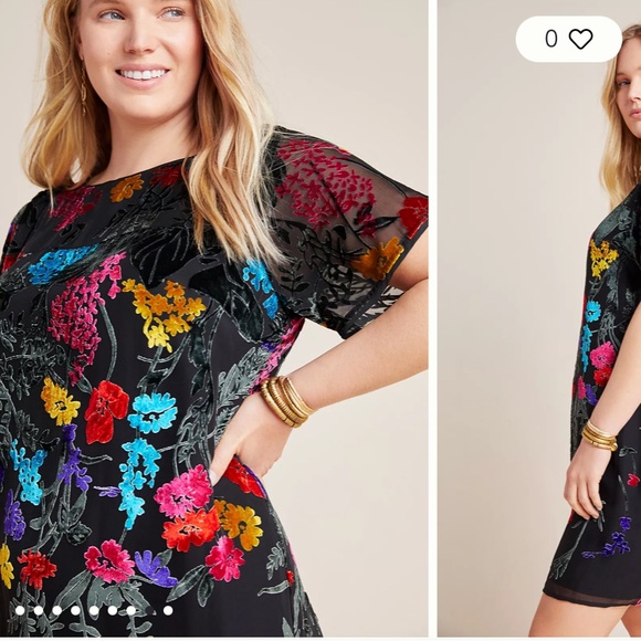 Anthropologie MAEVE Alisa velvet colorful dress, 8. - Picture 7 of 10